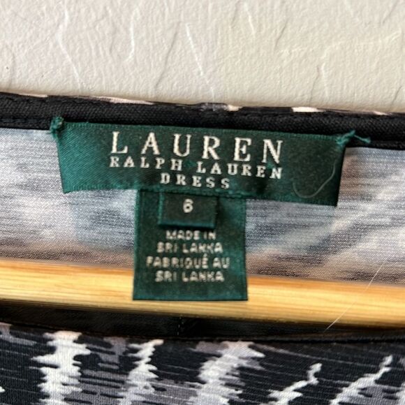 Ralph Lauren Zebra Print Dress Long Sleeve Black White Stretch Abstract Size 6 - Picture 5 of 13